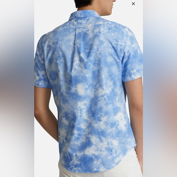 Polo Ralph Lauren Men’s XL Short Sleeve Button Down Shirt Blue Tie Dye Casual - Picture 9 of 10